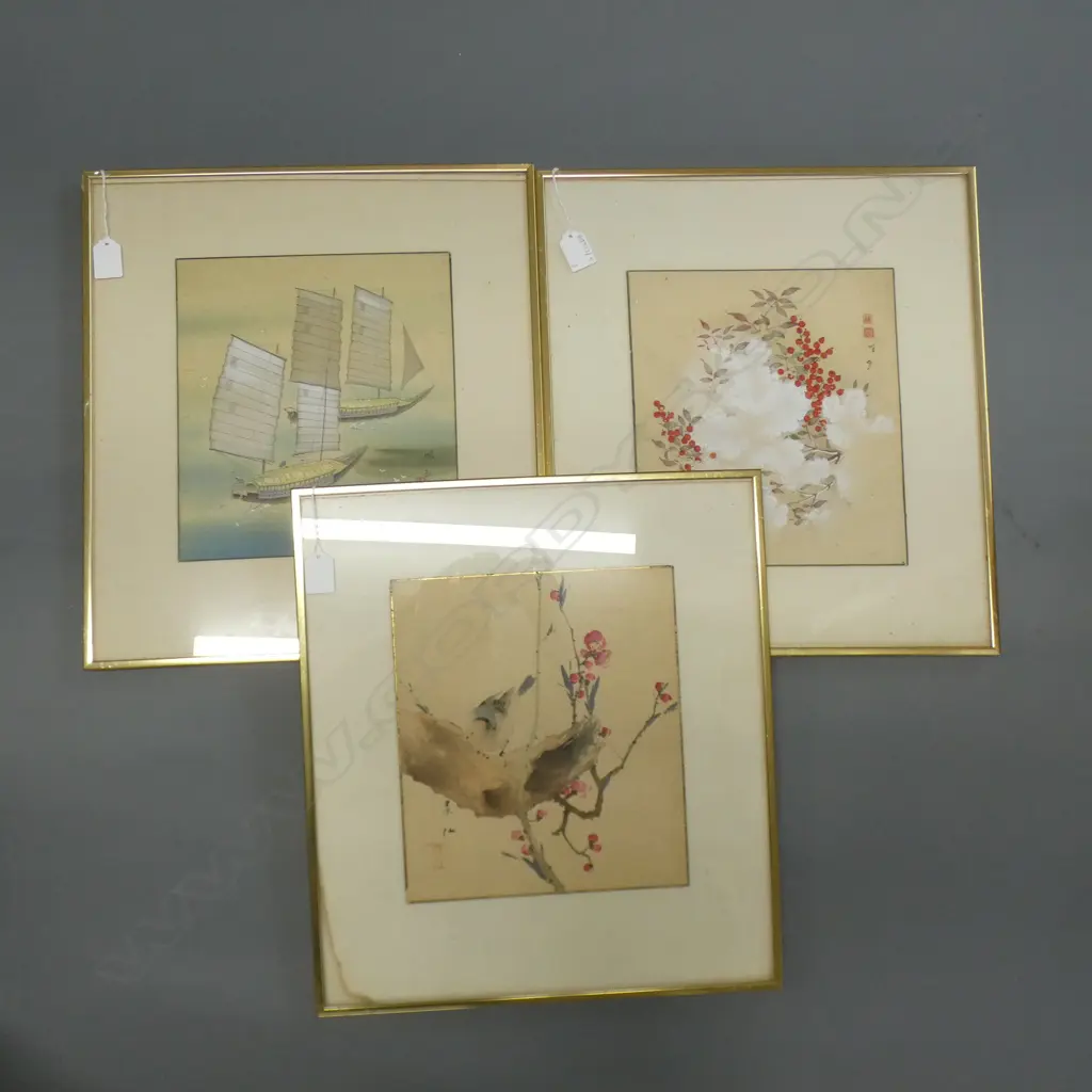 3 JAPANESE W/C ON FABRIC 270x240mm Image 1++