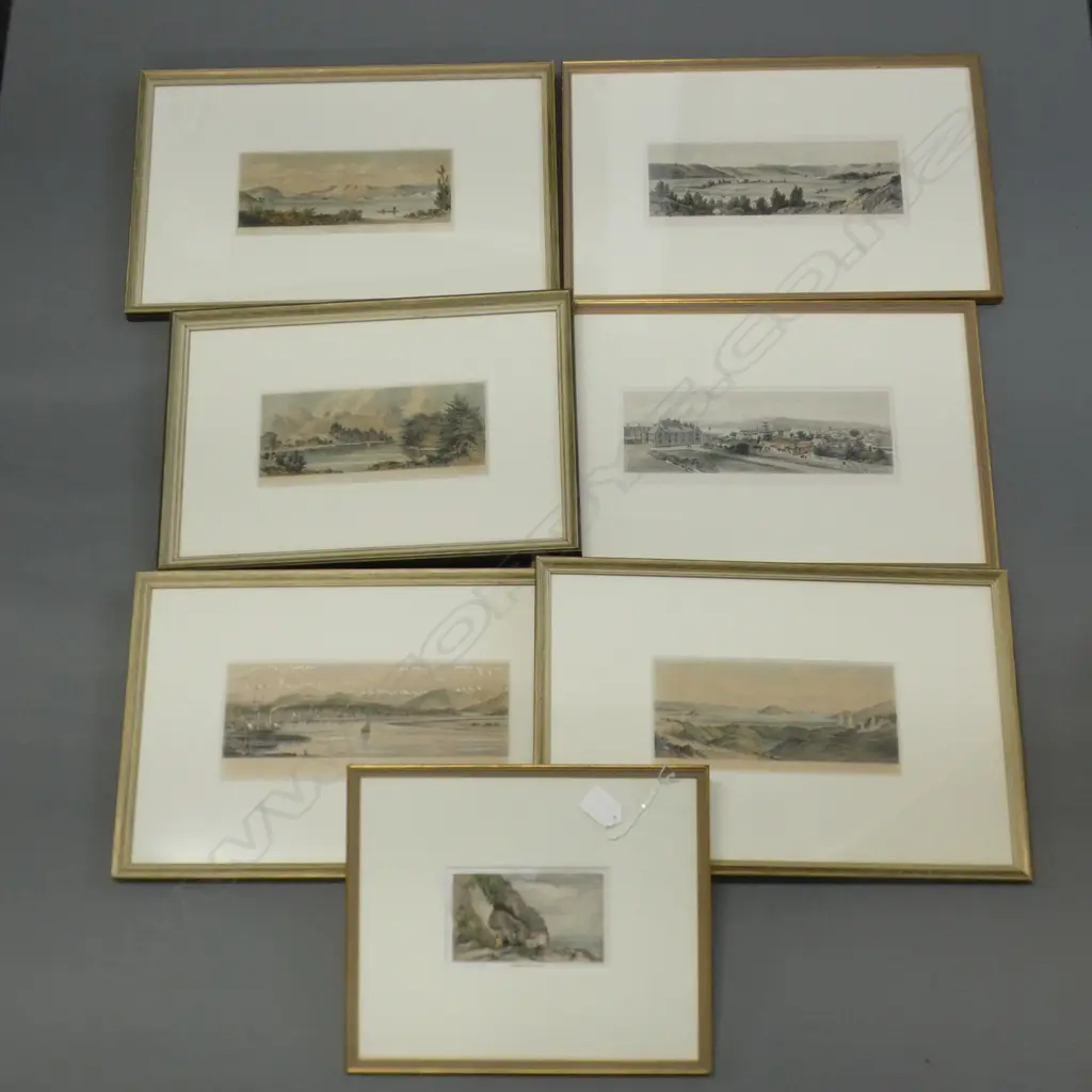 SET OF SEVEN NZ COLOURED ETCHINGS Image 1++