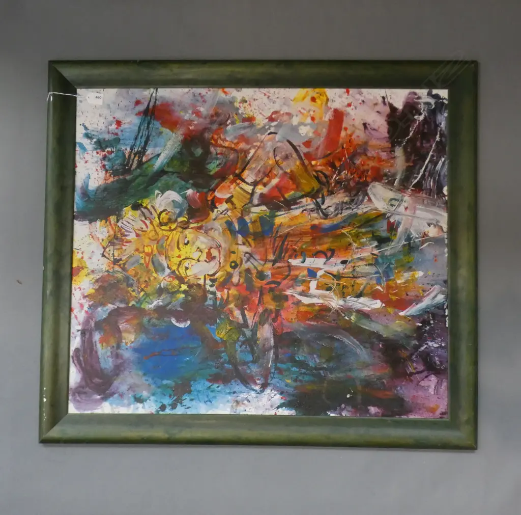 VIBRANT ACRYLIC ON BOAD. BALINESE DANCER, SIGNED INDISTINCTLY 780 x 680mm Image 1++
