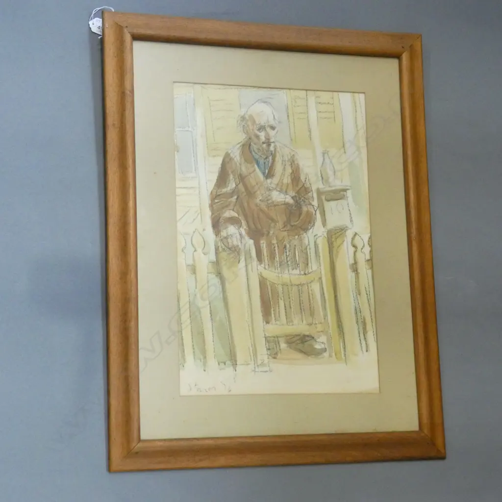ANTHONY STONES 'AN OLD MAN AT HIS FRONT GATE' W/C SIGNED & DATED '76 465x300mm Image 1++