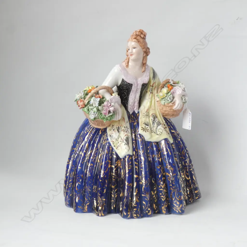 LG ITALIAN LAVORAZIONE FIGURINE - LADY WITH BASKETS OF FLOWERS H 310MM Image 1++