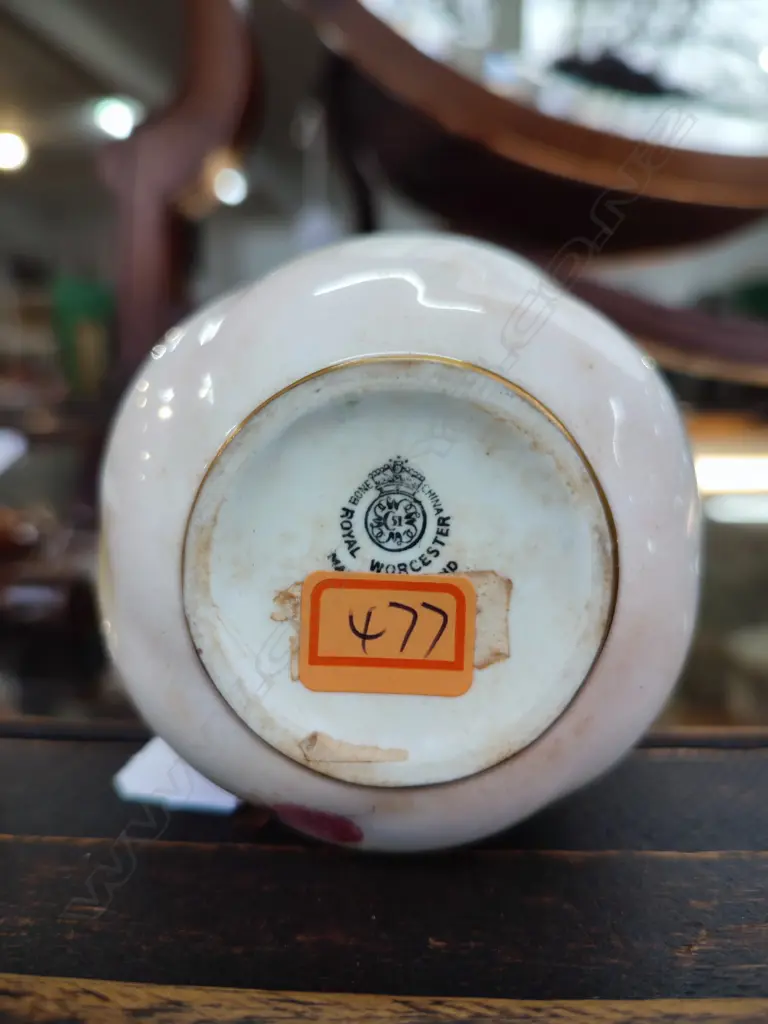A Royal Worcester posy vase painted with blackberries and signed 'K. Blake' Image 1++
