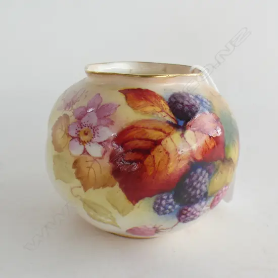 A Royal Worcester posy vase painted with blackberries and signed 'K. Blake'