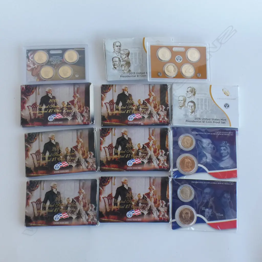 8 USA PRESIDENTIAL $1 COIN PROOF SET & 2 UNC Image 1++