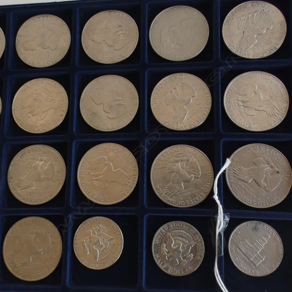 17 x USA $1 COINS UNC 1970'S + 3 HALF $1's Image 1++