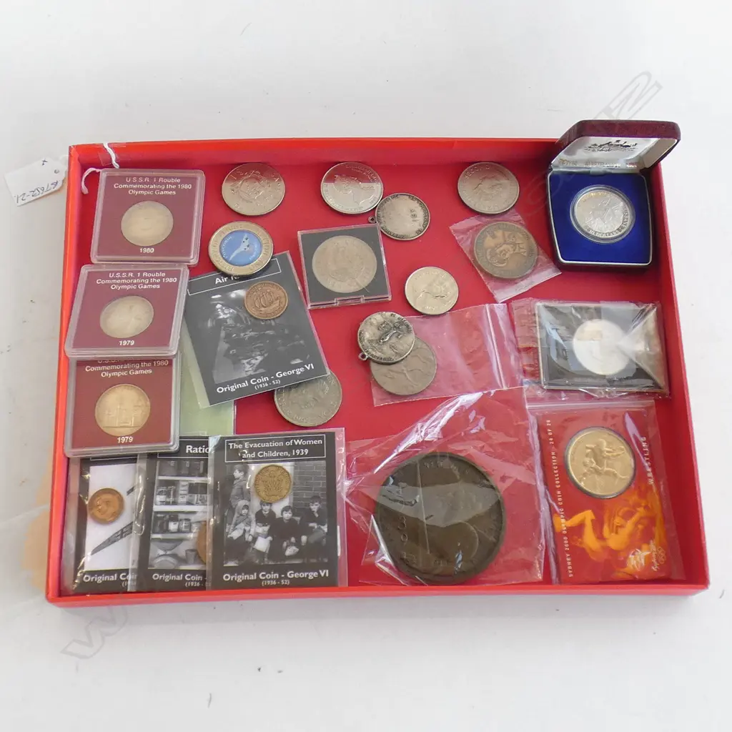 ASST COINS. $10 AUST. 1982 GAMES PROOF. BERMUDA 1964 UNC SILVER CROWN. 2X OP. DEEP FREEZE ETC. Image 1++