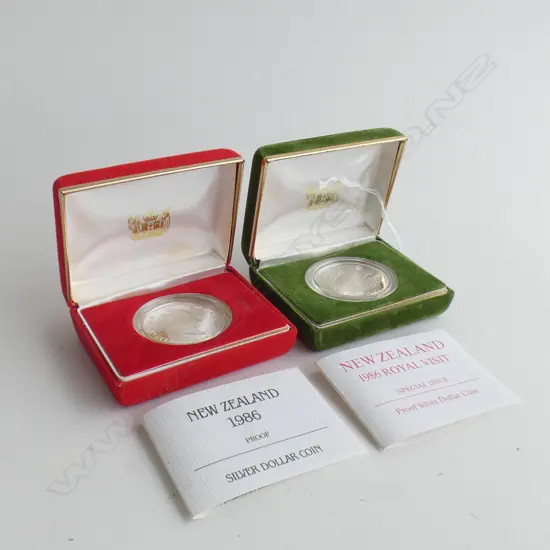 1986 NZ PROOF SILVER DOLLAR & 1986 ROYAL VISIT PROOF SILVER DOLLAR