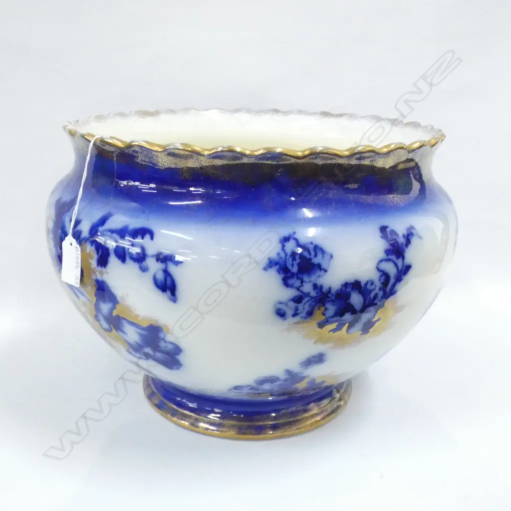 LG OLD FLOW BLUE & GOLD JARDINIERE DIA 320 H 300MM A/F Image 1++