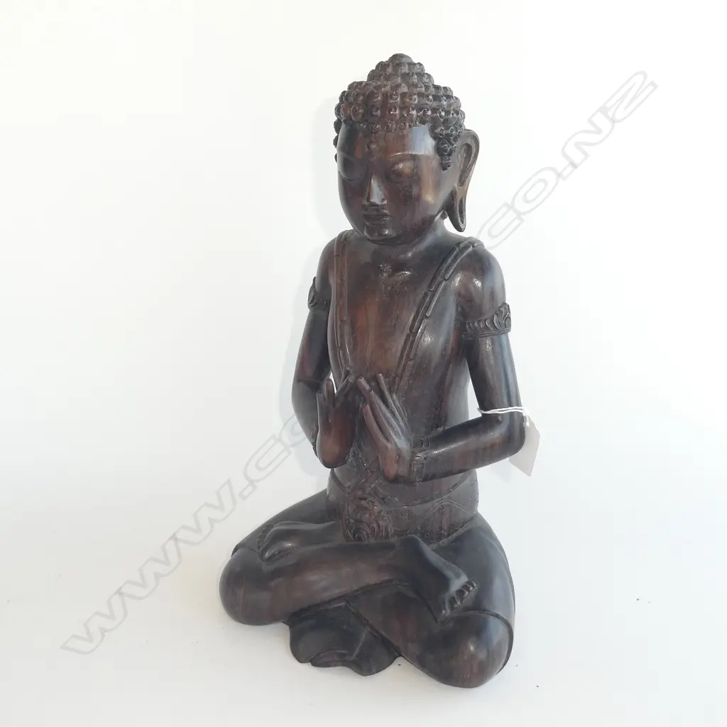 ORIENTAL CARVED ROSEWOOD SEATED BUDDHA H.360mm Image 1++