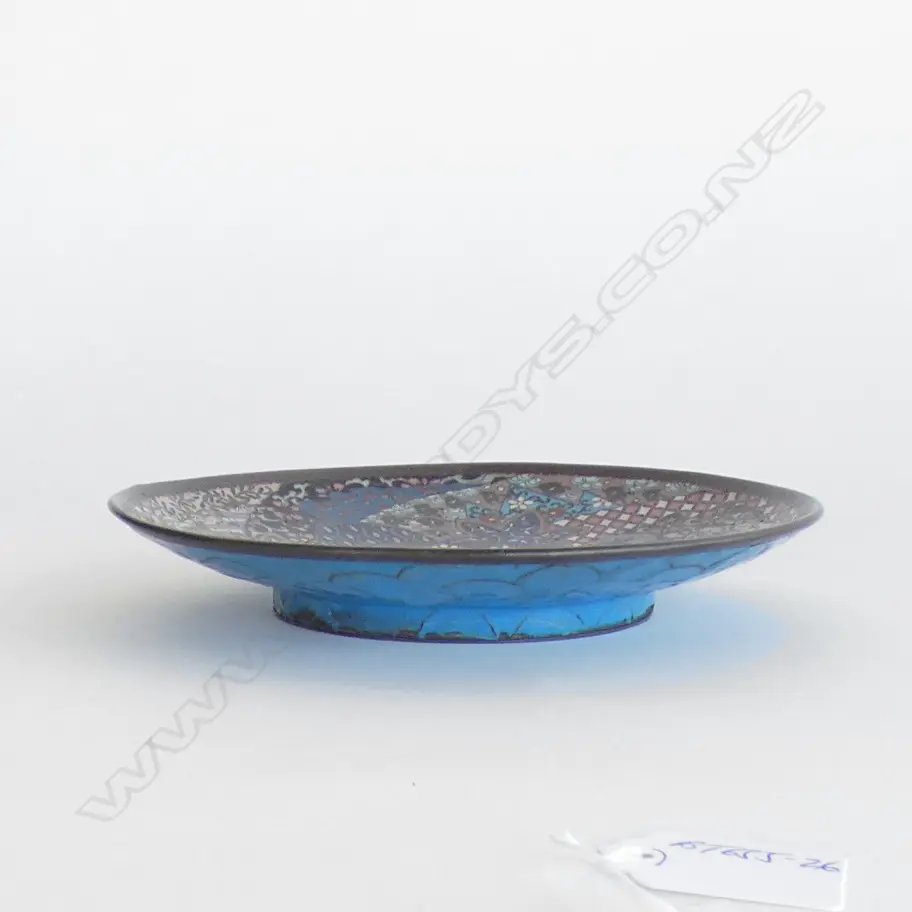 19THC JAPANESE DISH FINELY WORKED BIRD & GEOMETRIC Dia.184mm Image 1++