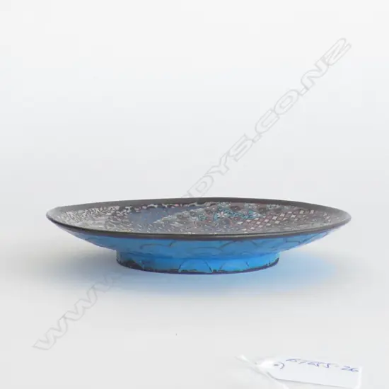 19THC JAPANESE DISH FINELY WORKED BIRD & GEOMETRIC Dia.184mm