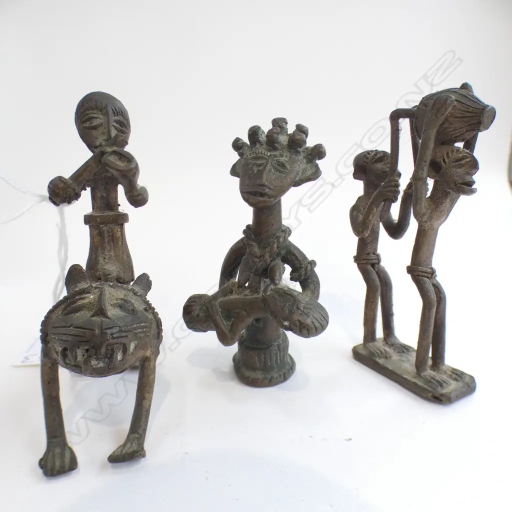 3 AFRICAN FIGURATIVE GOLD WEIGHTS H 80 MM Image 1++