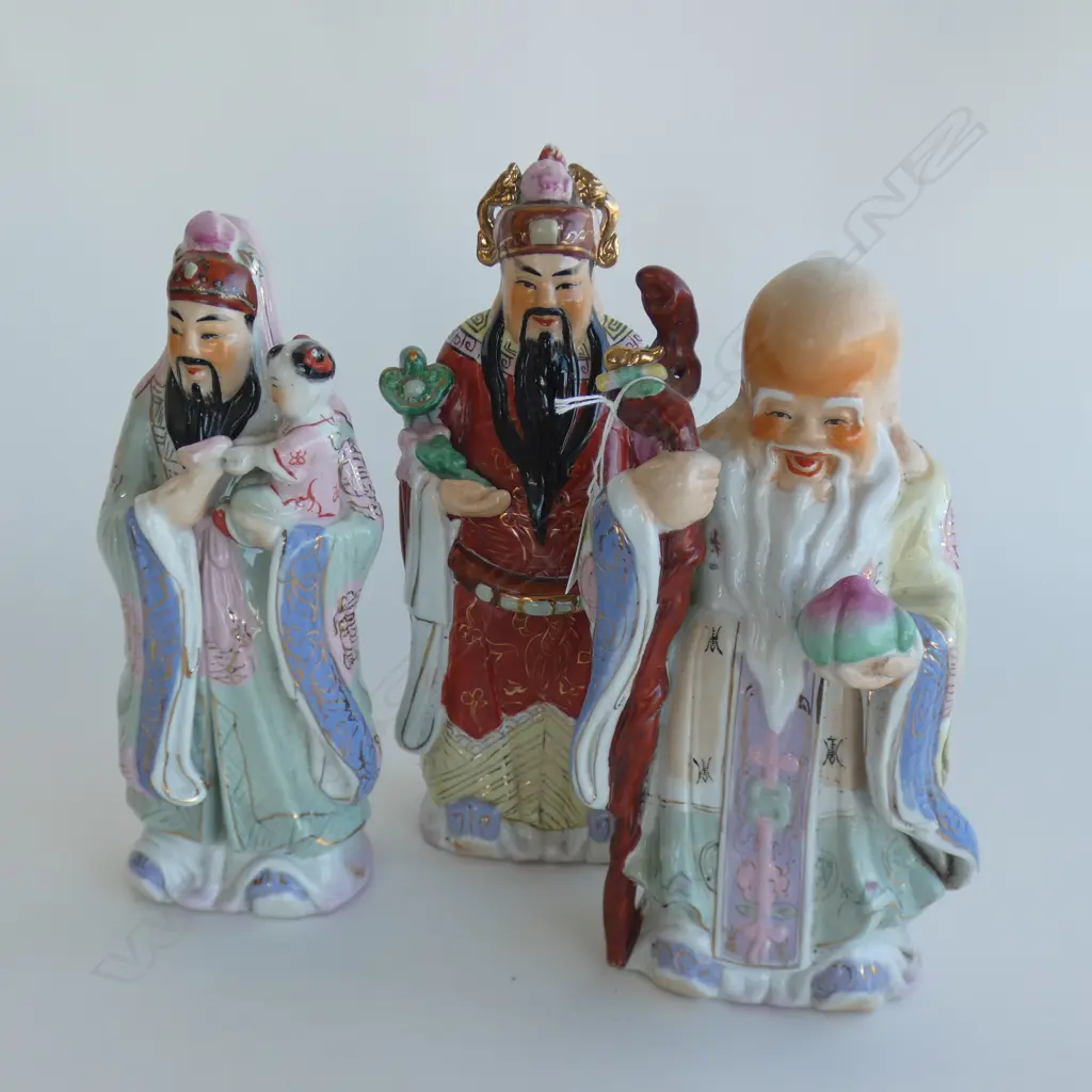 3 CHINESE WISEMEN CERAMIC FIGURES H.270mm Image 1++