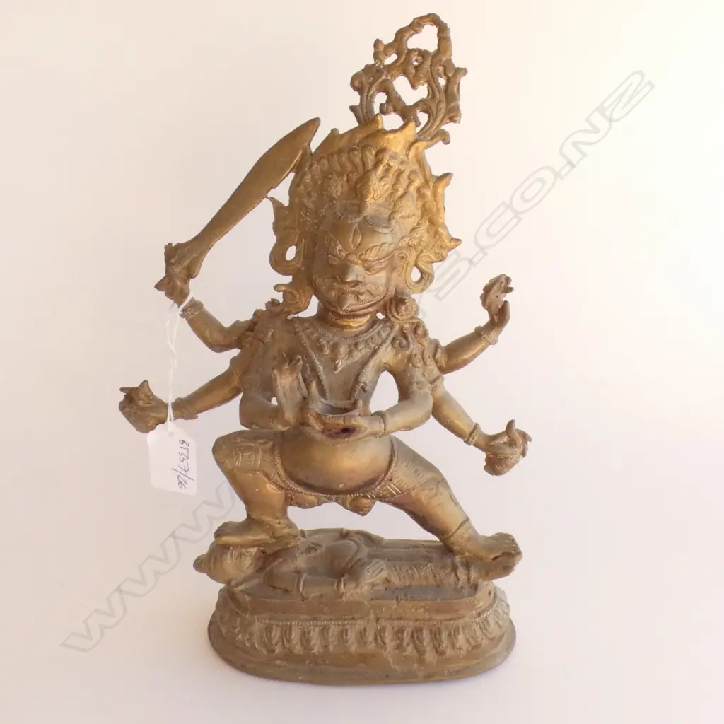 A BRASS TIBETIAN 6 ARM MAHAKALA BUDDHA H 280 MM Image 1++