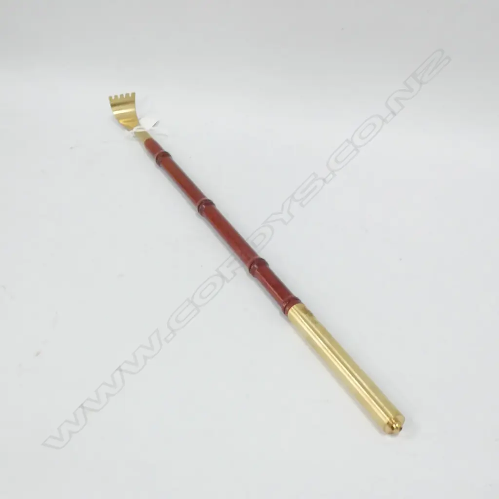 CHINESE ROSEWOOD & BRASS BACK SCRATCHER L 455MM Image 1++