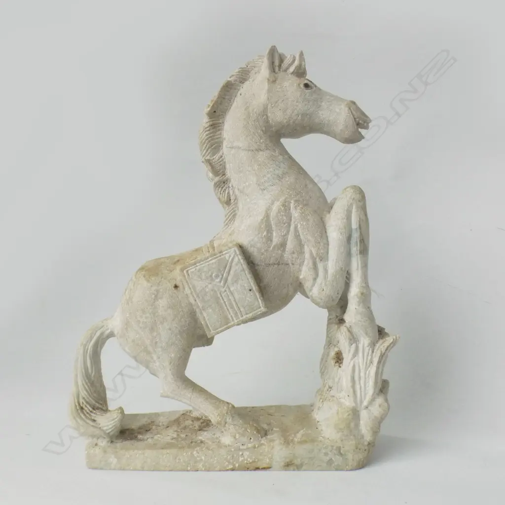 CARVED CHINESE STONE HORSE H 260 MM Image 1++