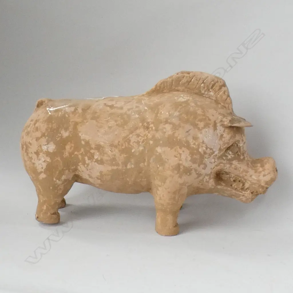 LG UNGLAZED POTTERY FIGURE OF TANG PIG 618-906AD L 330MM COMES WITH CERT OF AUTHENTICITY  DATED 1994 Image 1++