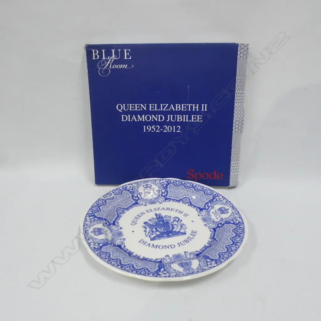 SPODE QUEEN ELIZABETH DIAMOND JUBILEE LTD ED BLUE ROOM PLATE DIA 265MM - IN ORIGINAL BOX W CERTIFICATE Image 1++