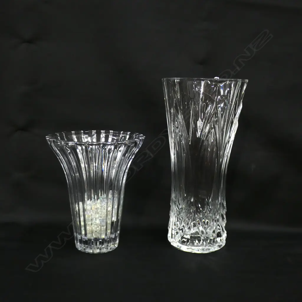 2 LARGE PRESSED GLASS VASES H.300mm Image 1++