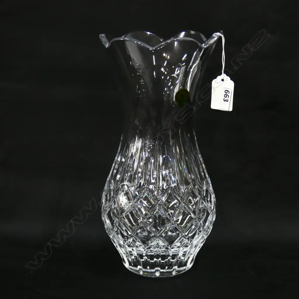 WATERFORD CRYSTAL VASE BALUSTER FORM ETCHED MARK H.255mm. ORGINAL BOX Image 1++