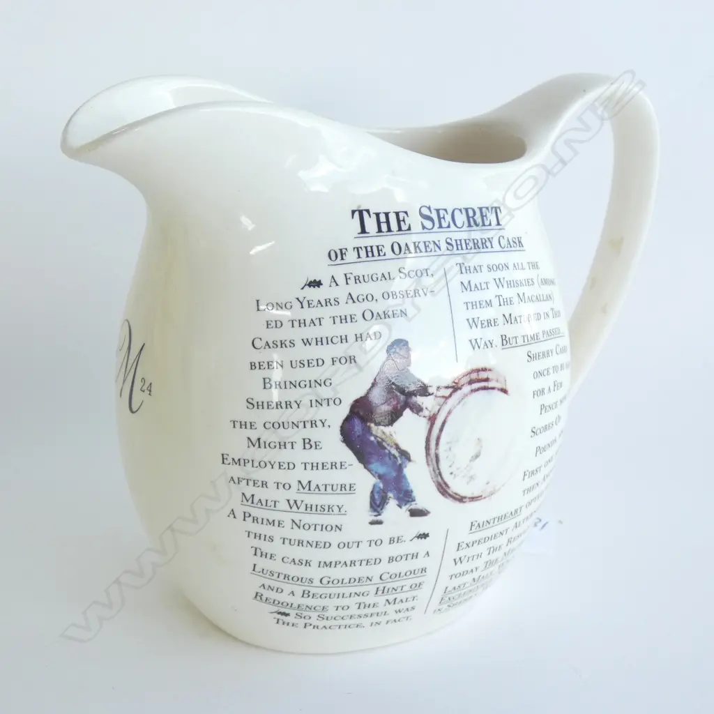 ENGLISH CHINA JUG, THE SECRET OF THE SHERRY CASK' A.F. H.160mm Image 1++