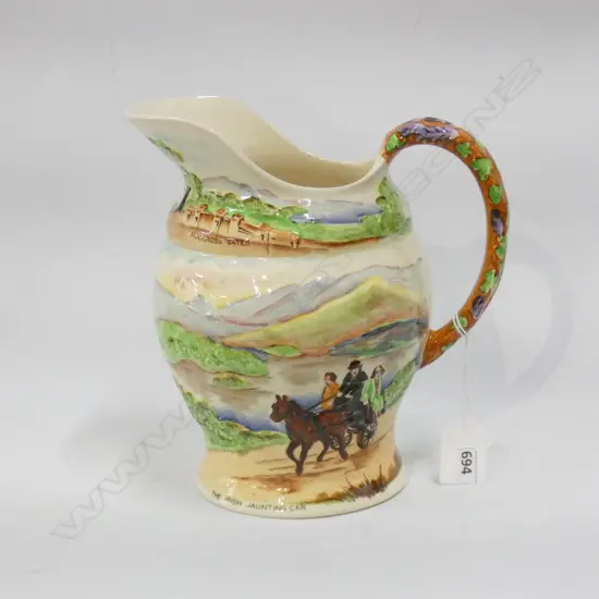 CROWN DEVON 'KILLARNEY' MUSICAL JUG (WORKS) H.190mm + AUSTRIAN VASE (HAIRLINE)