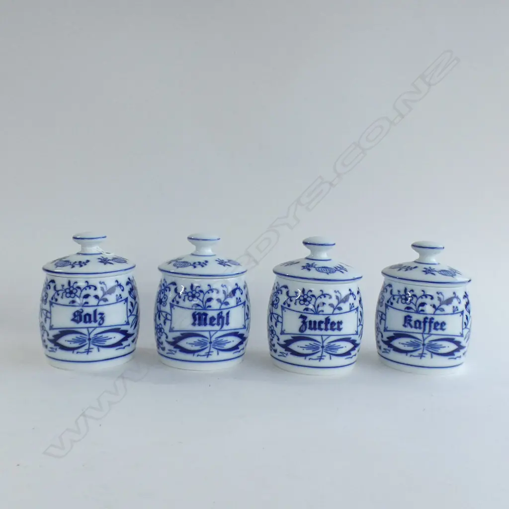 SET FOUR CZECH ZWIEBELMUSTER BLUE ONION  CANISTERS H.170MM Image 1++