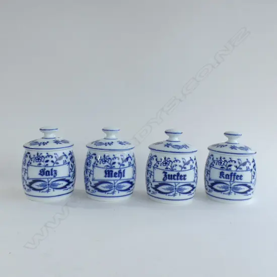 SET FOUR CZECH ZWIEBELMUSTER BLUE ONION  CANISTERS H.170MM