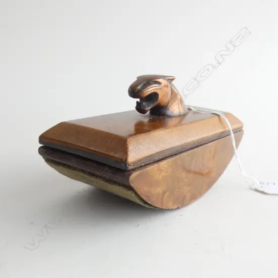 DECO WALNUT (?) &  BRASS PUMA HEAD ROCKER BLOTTER  L  145MM