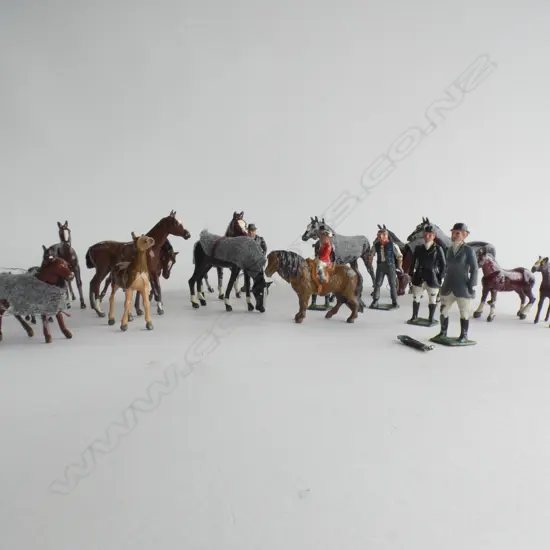 ASST. VINTAGE BRITONS LEAD TOY FARM HORSES ETC