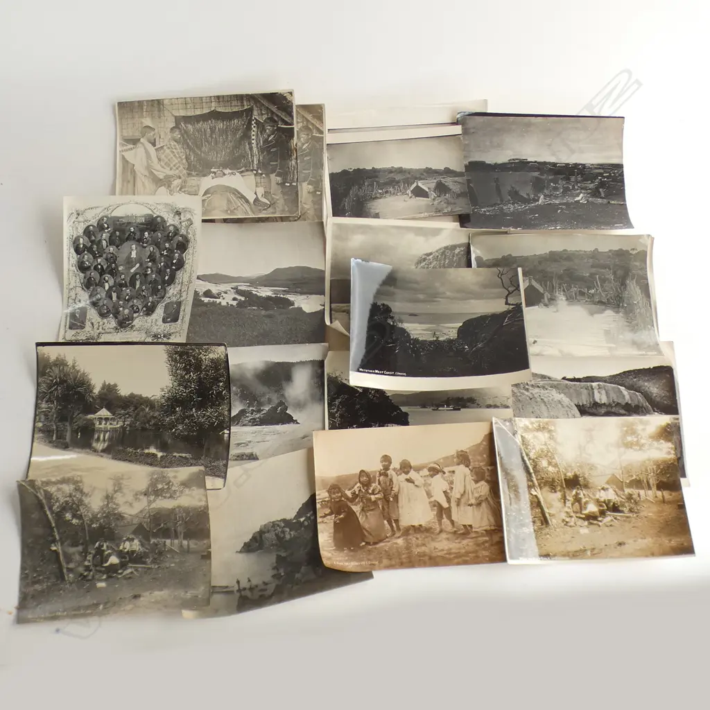 20 VINTAGE REPRINT PHOTOS 19thC MAORI VILLAGE SCENES ETC some faults 165x210mm approx Image 1++