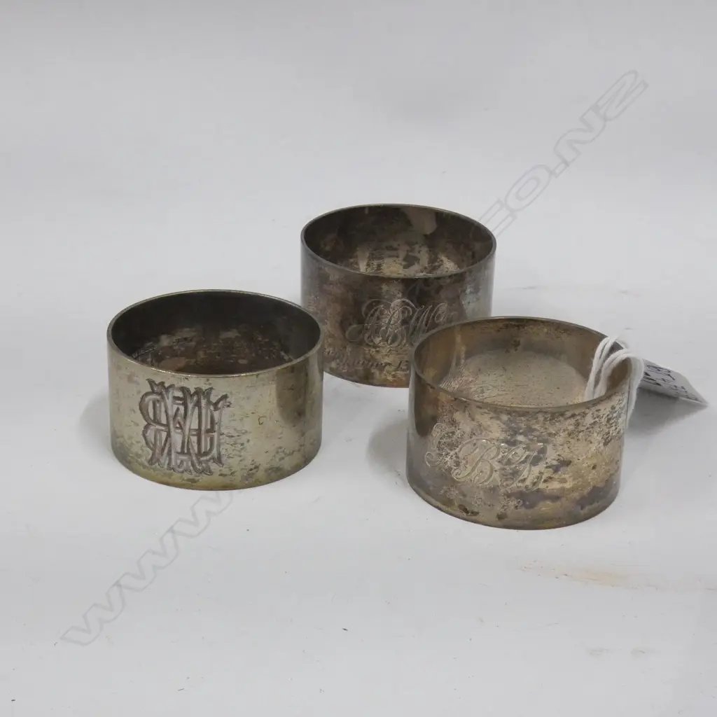 3 STG SILVER NAPKIN RINGS 100 GRAMS.... Image 1++