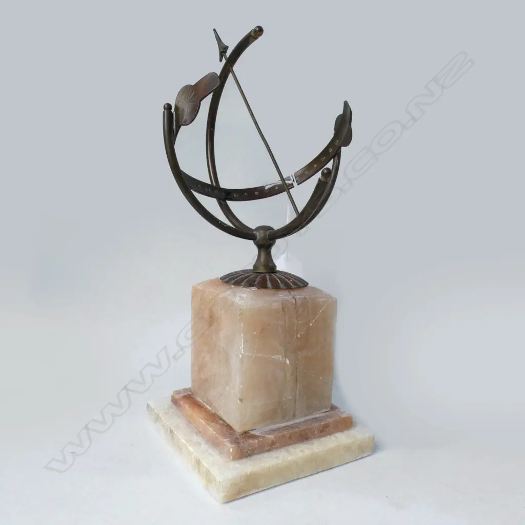 METAL ARMILLARY ON ALABASTER BASE H 270 MM Image 1++
