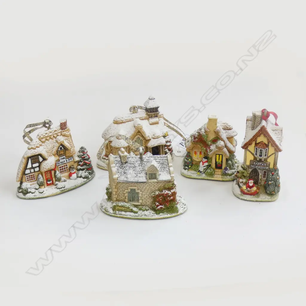 5 SM LILLIPUT LANE CHRISTMAS DECORATIONS; SANTAS WORKSHOP, CHRISTMAS POST & CHEER, GLAD TIDINGS & CATCH A COLD ... Image 1++
