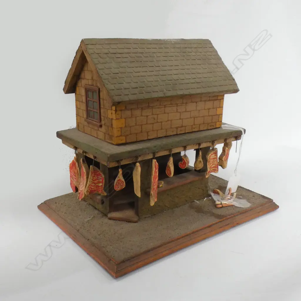 VINTAGE WOODEN MODEL - GERMAN BUTCHER SHOP H 270 L 285MM Image 1++