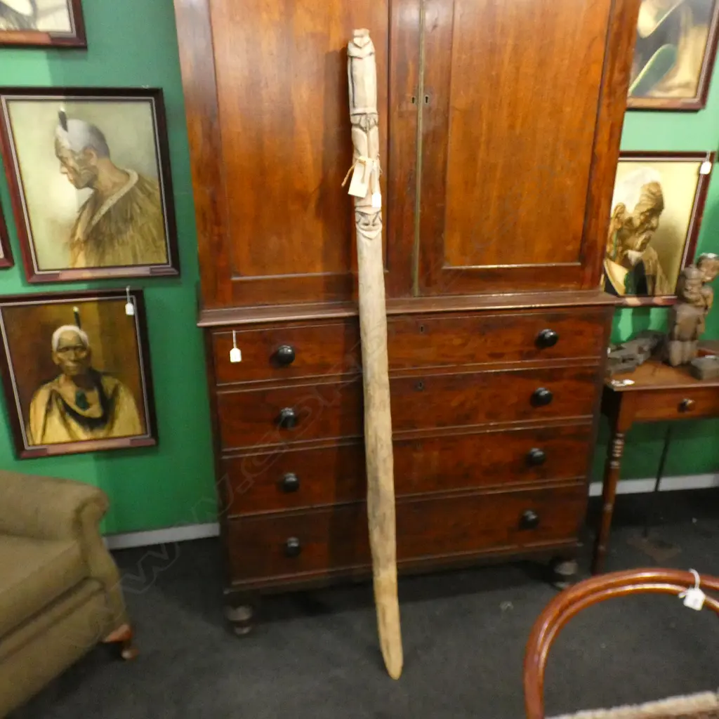 WOODEN CARVED TRIBAL POLE H 1760 MM Image 1++