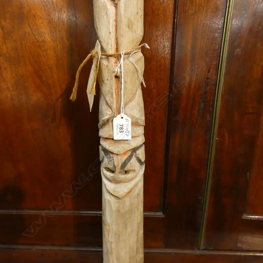 WOODEN CARVED TRIBAL POLE H 1760 MM Image 1++