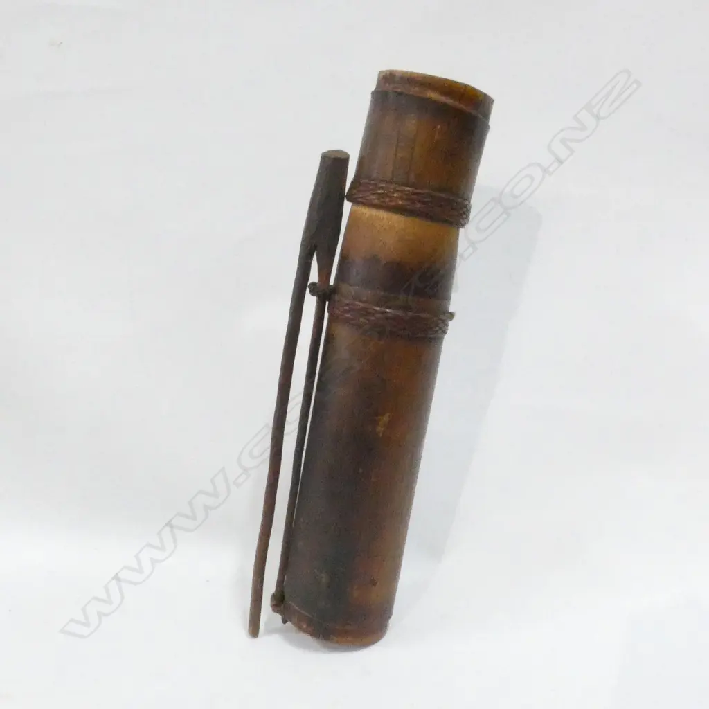 A BORNEO DYAK BLOW PIPE WITH POISON TIPPED DARTS L 1990 MM Image 1++