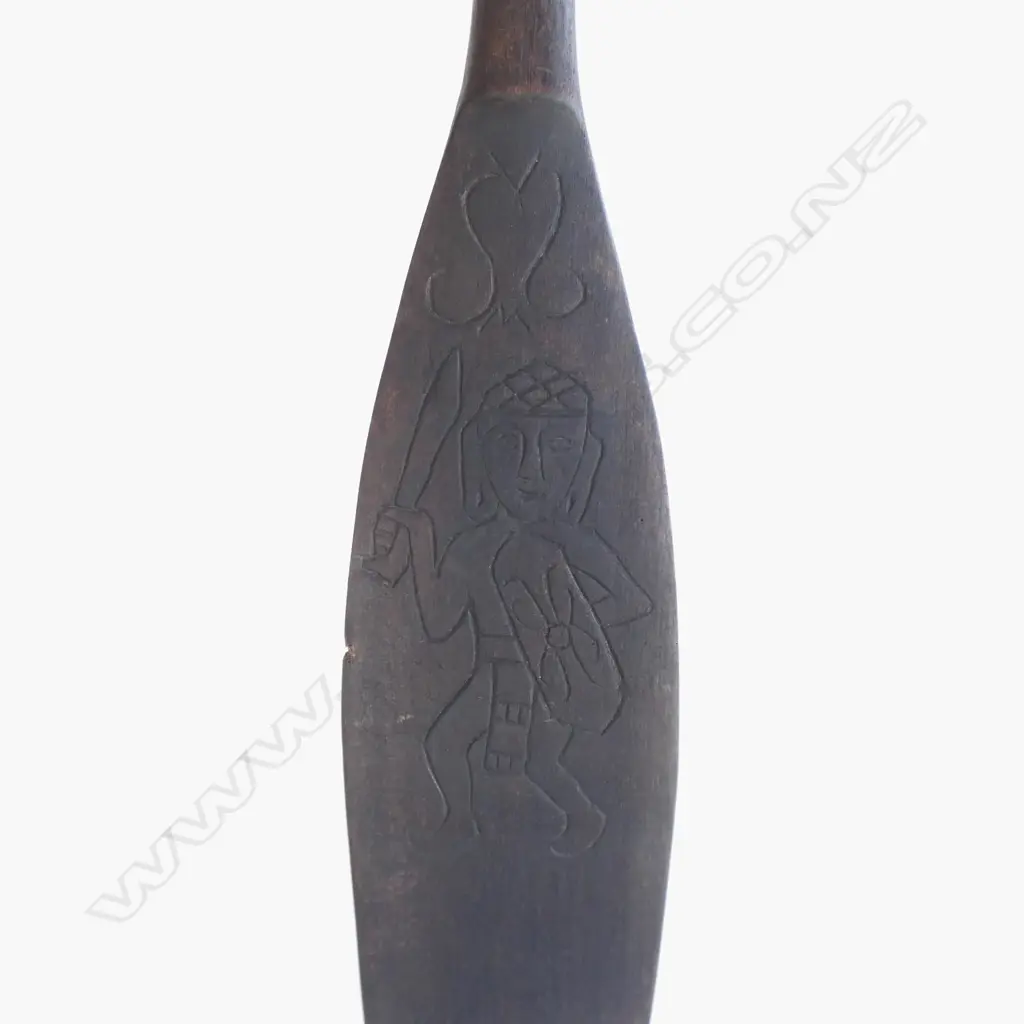 OLD TRIBAL PADDLE CARVED FIGURES Image 1++