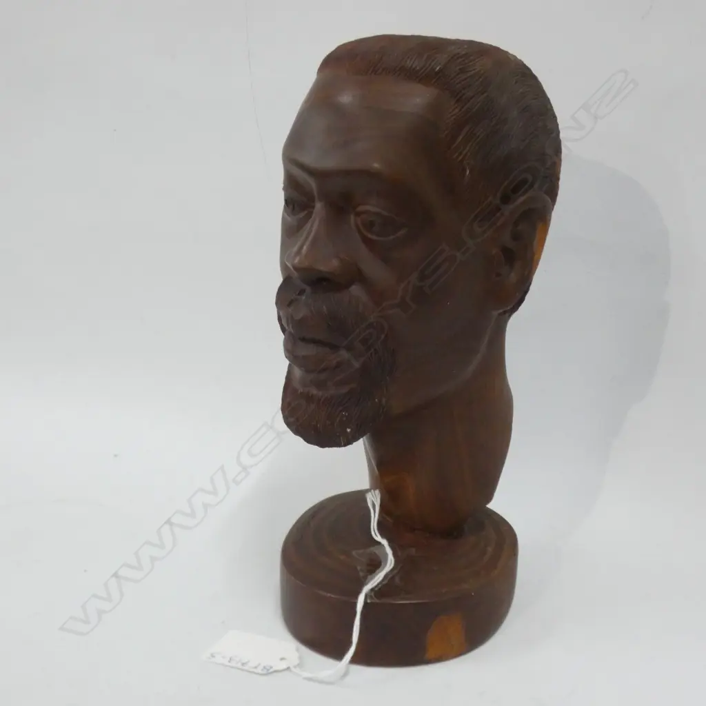 JAMAICAN HAND CARVED HEAD OF LEROY BY J GREGORY 1986  H 230MM Image 1++