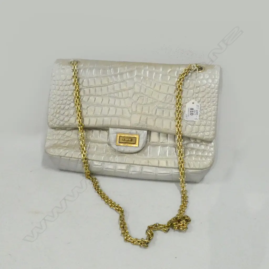 SILVER FAUX CHANEL SHOULDER BAG & 2 SCARVES (1 100% SILK) Image 1++