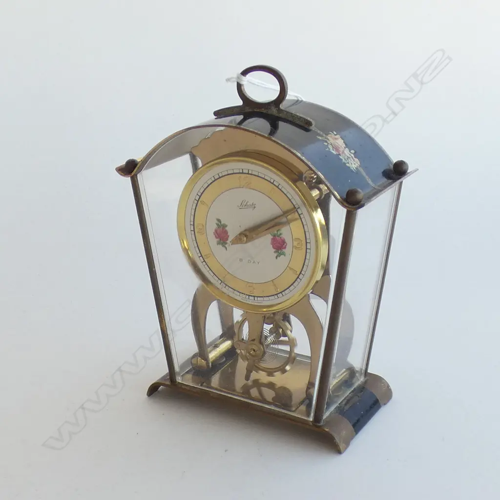 (S) VINTAGE SCHATZ 8 DAY CLOCK - WORKING 110 x 140mm Image 1++