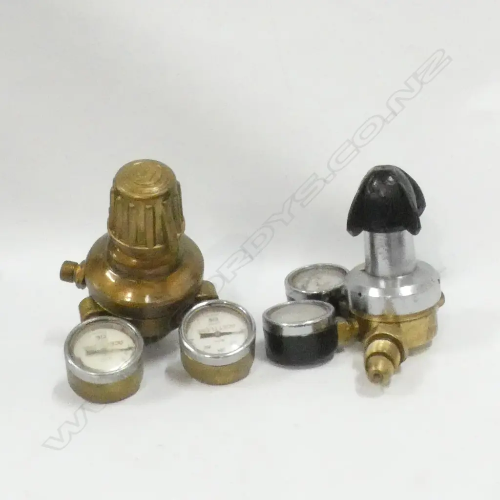2 OLD GAS GUAGES - ONE BRASS Image 1++