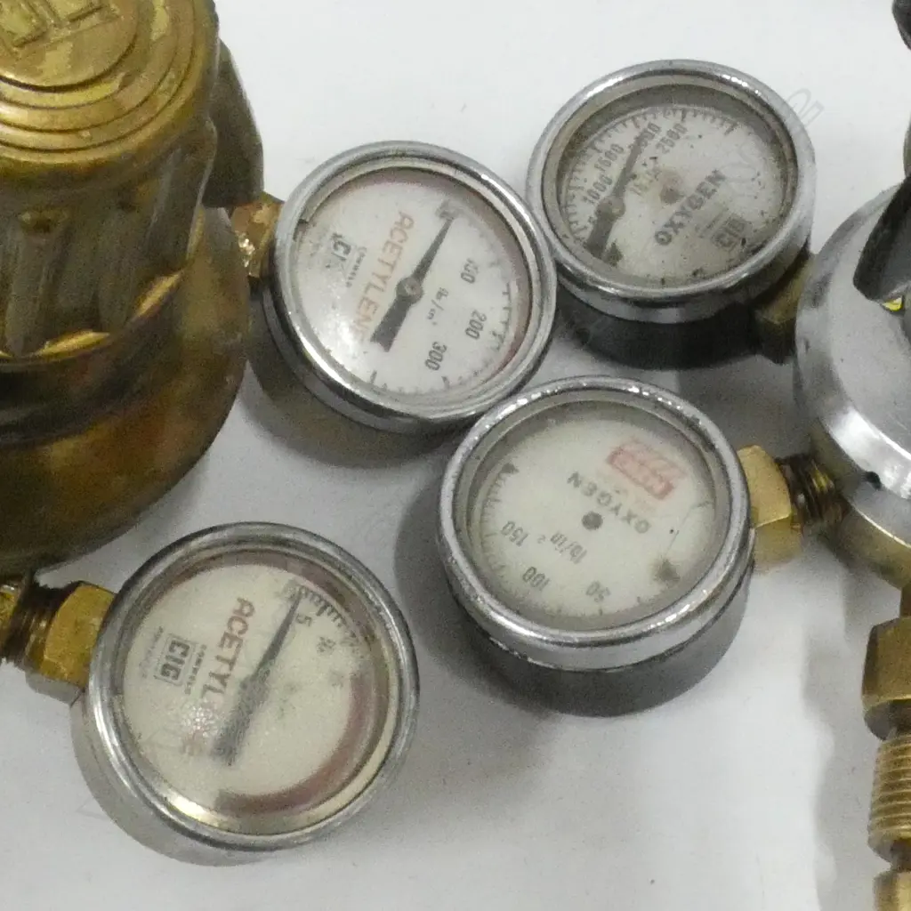 2 OLD GAS GUAGES - ONE BRASS Image 1++