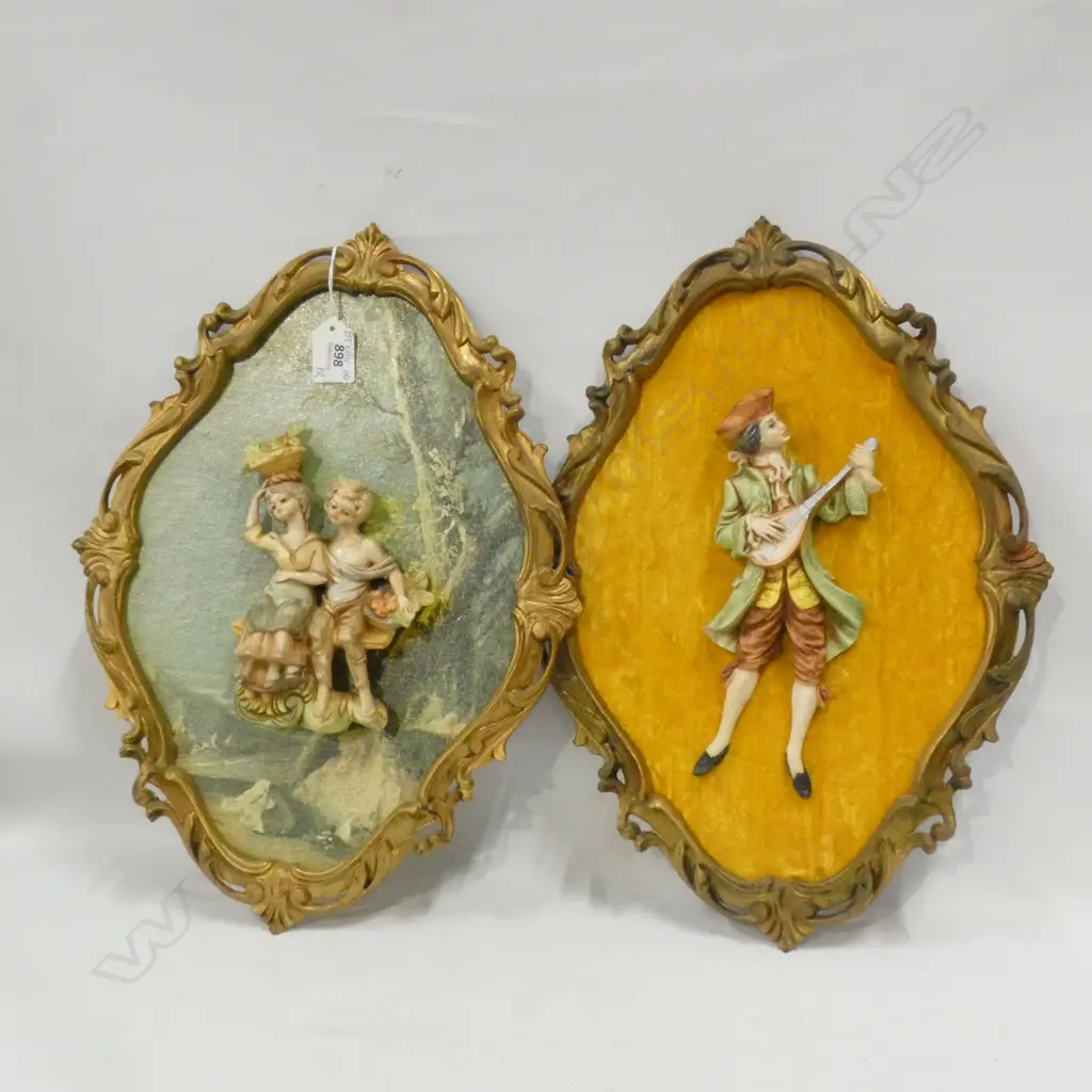 PR PORCELAIN FIGURES IN GOLD GILDED FRAMES 400 X 290MM Image 1++