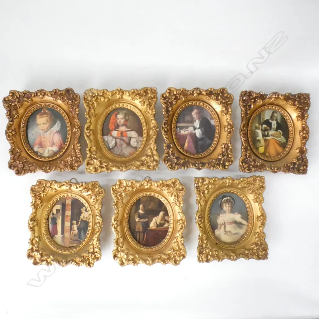 7 REPRODUCTION GILT FRAMED PORTRAITS 110 X 120MM (WITH FRAME) Image 1++