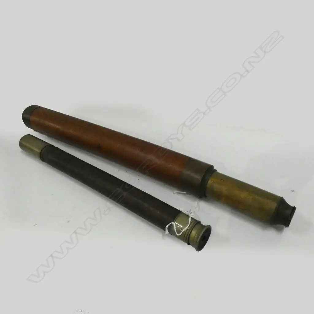 TWO ANTIQUE SINGLE DRAW TELESCOPES... Image 1++