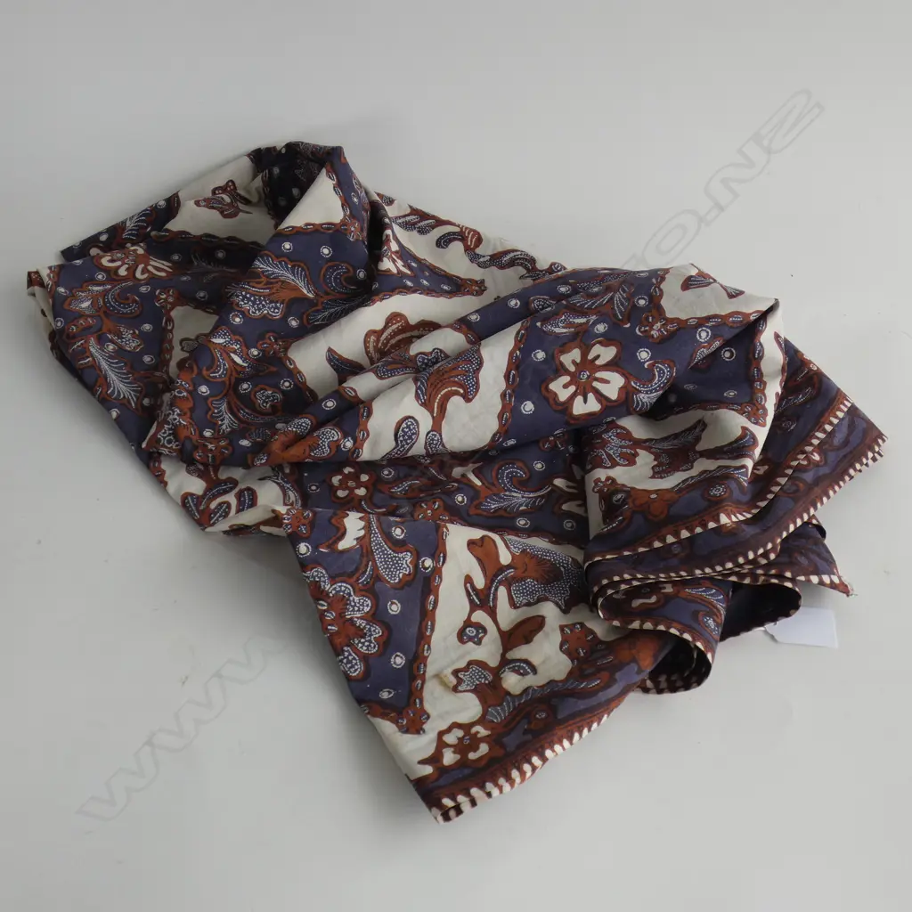 BLUE / BROWN BATIK SARONG FABRIC EX. VALERIE CARSON TEXTILE CURATOR 1040x1950mm Image 1++