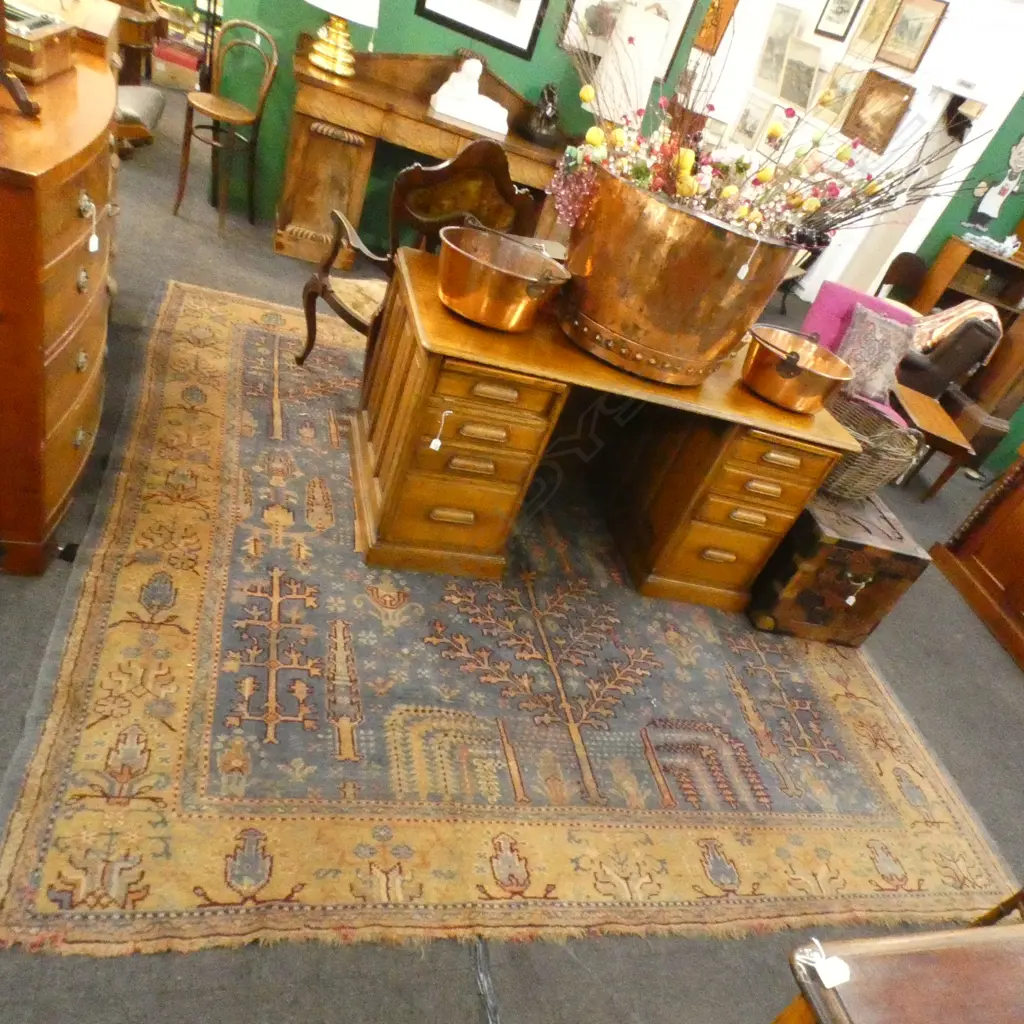 LARGE HAND KNOTTED TURKISH OUSHAK CARPET, 3100 x 2720mm a/f Image 1++