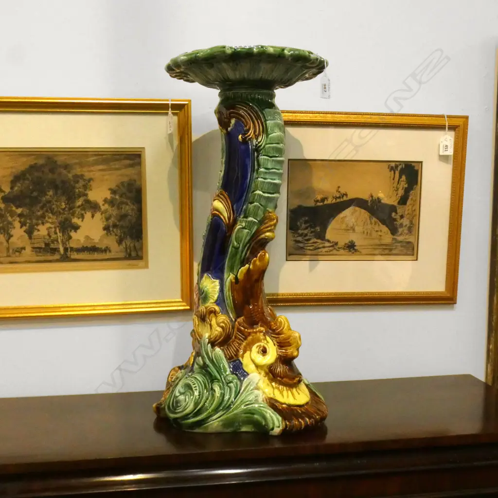 MAJOLICA STYLE POT STAND H 565MM Image 1++